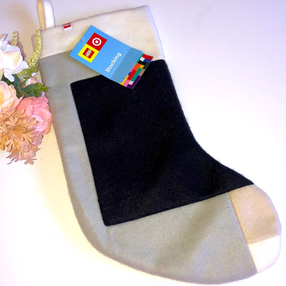 LEGO Christmas stocking color block Gray and Black LEGO Christmas Stocking NWT